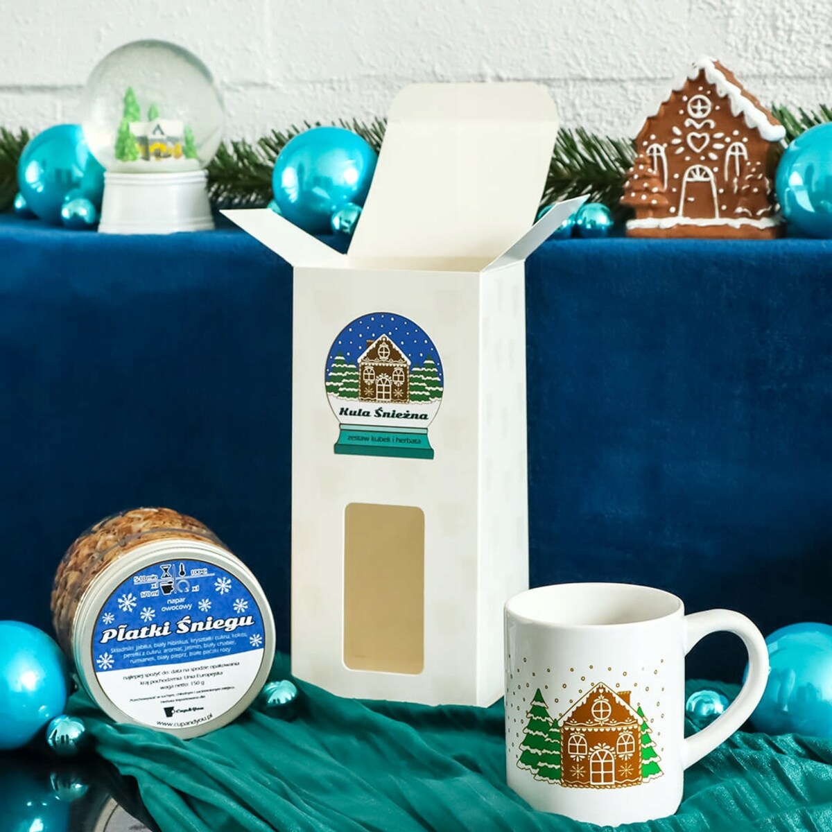 ŚWIĄTECZNY ZESTAW PREZENTOWY HERBATA SYPANA PREMIUM KUBEK - PREZENT UPOMINEK POD CHOINKĘ NA ŚWIĘTA GWIAZDKĘ MIKOŁAJA BOŻE NARODZENIE DLA KOBIETY FACETA MĘŻCZYZNY
