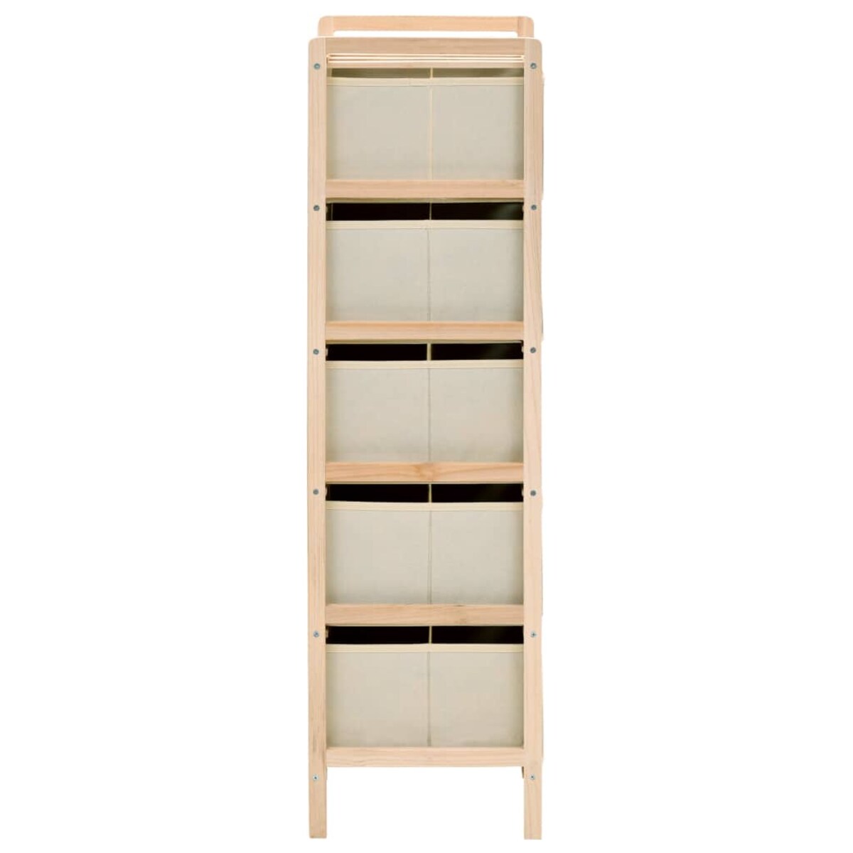 vidaXL Regał z 5 koszami z tkaniny, drewno cedrowe, beżowy