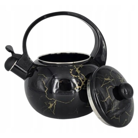 Czajnik Czarny Emaliowany Retro 2.2L Z Gwizdkiem Na Indukcję Gaz