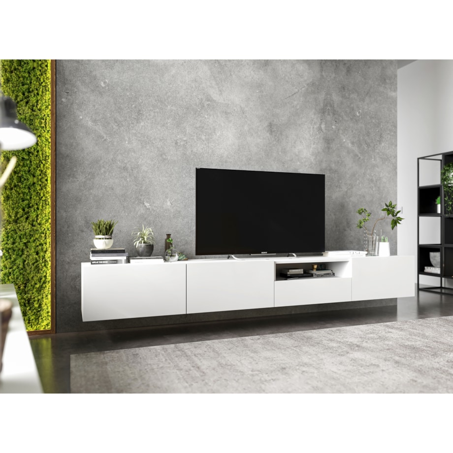 Wisząca Szafka RTV Komoda Loft Industrialna Biały MAT 120 cm