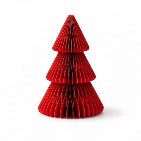 Papierowa dekoracja choinka Bożonarodzeniowa składana, czerwona 30cm WOZ64