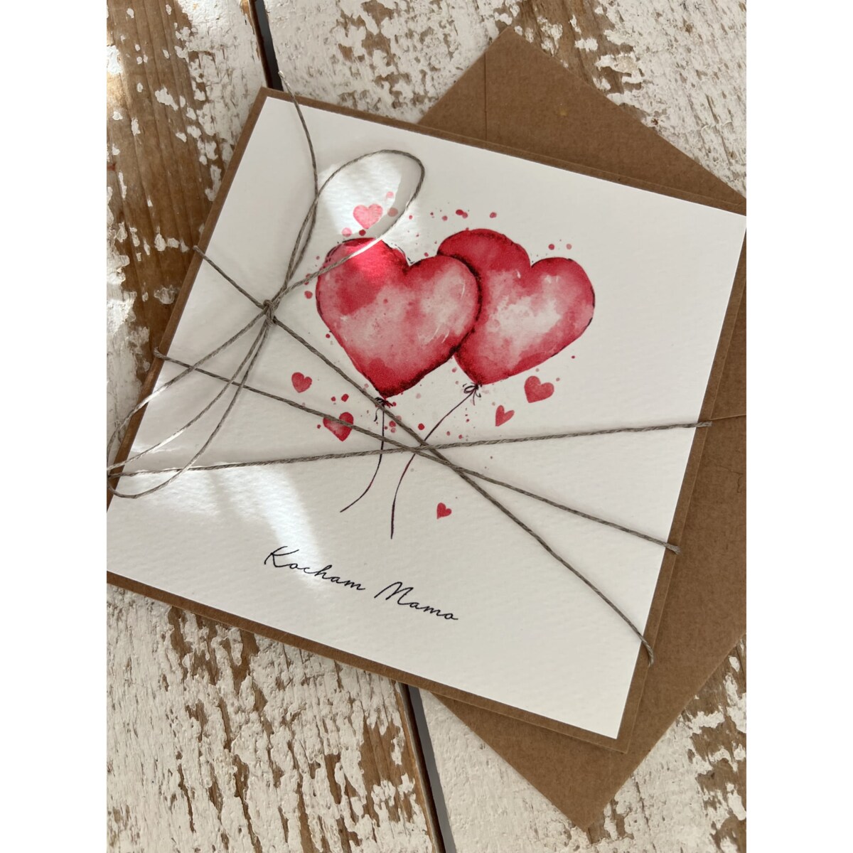 Wyjątkowa kartka ręcznie robiona na walentynki - walentynka z sercem dla mamy - Kocham Mamo