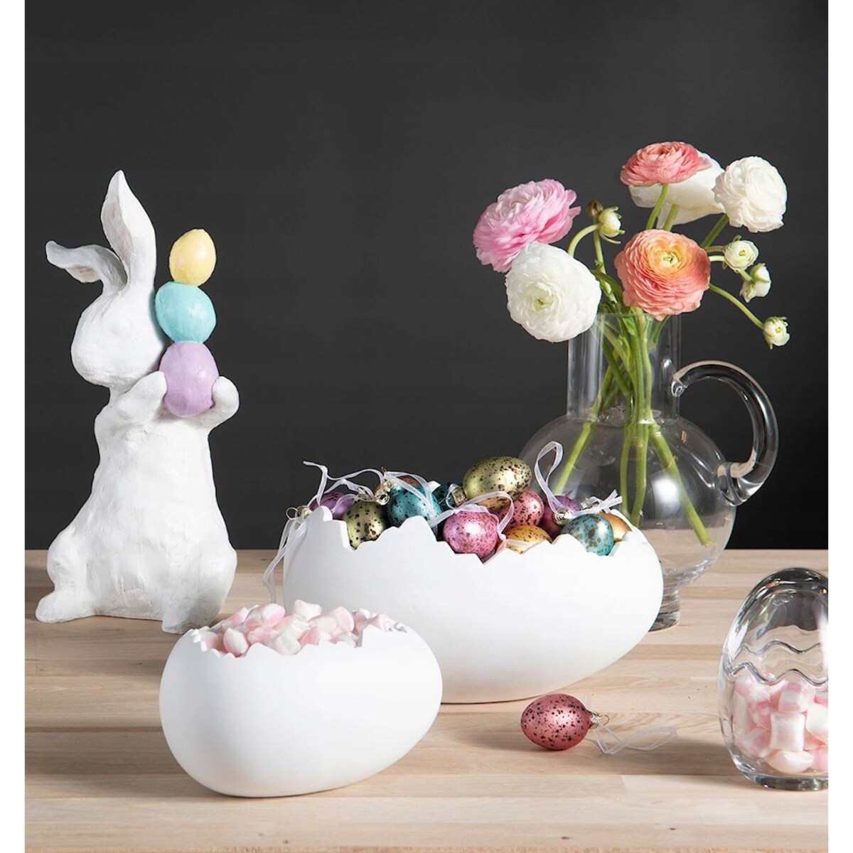 DONICZKA WIELKANOCNA ZAJĄC BIAŁA WIELKANOC PREZENT KWIATY JAJKO JAJO 2 szt