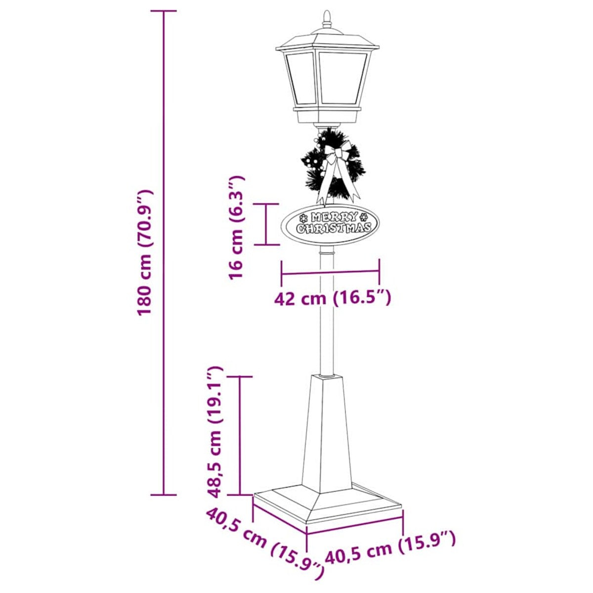 vidaXL Lampka Uliczna Bożonarodzeniowa z Lampionem Czerwony