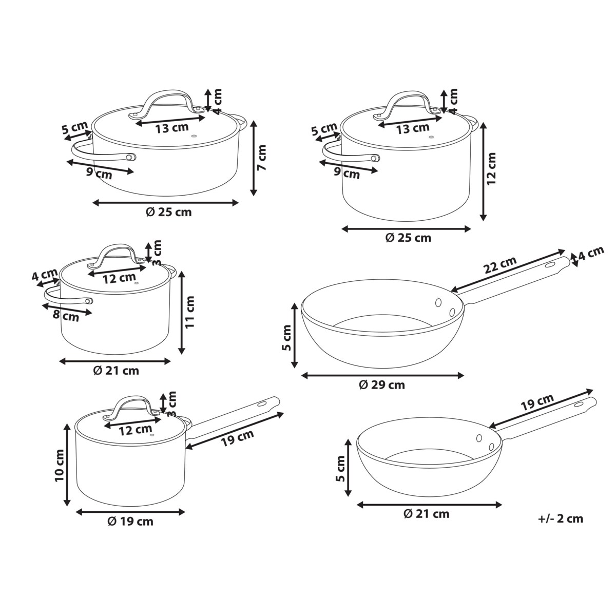 Zestaw garnków i patelni 10 elementów ELITE PRO Złamana biel