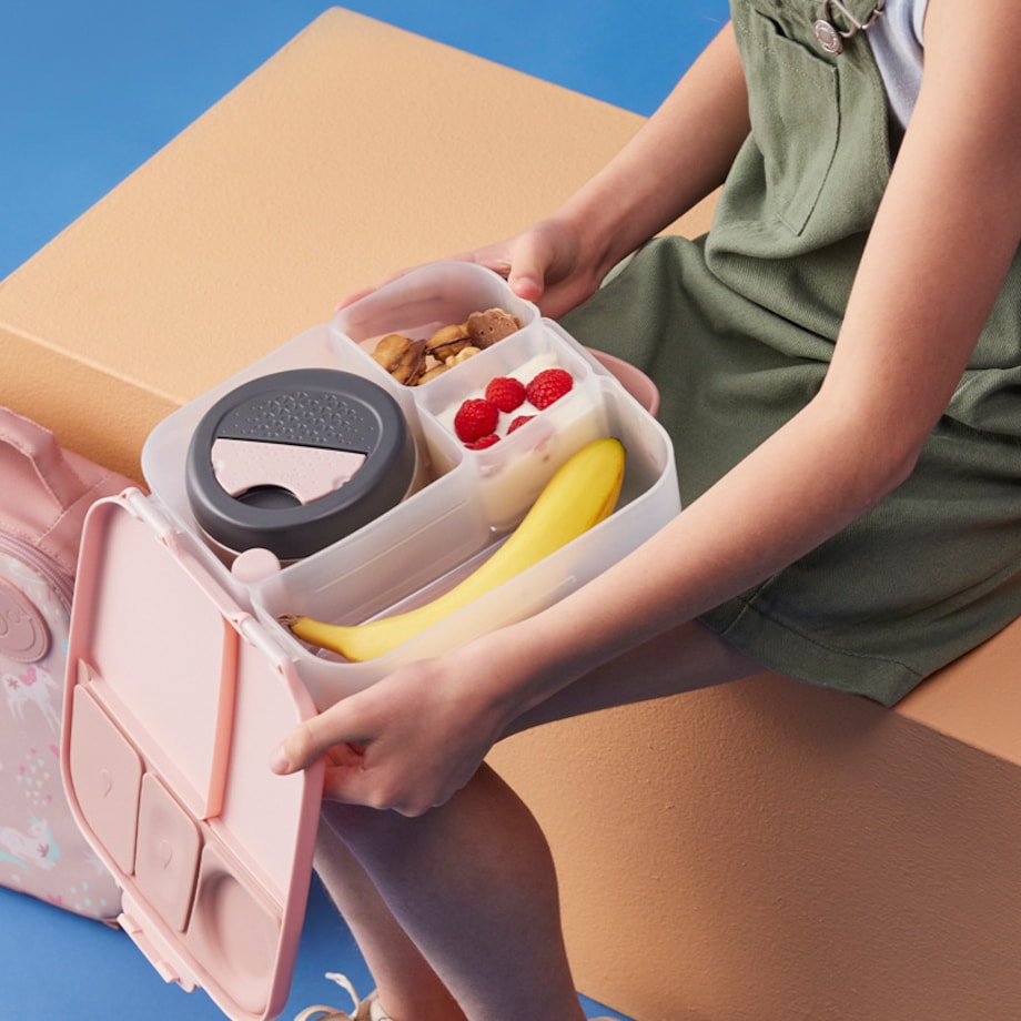 Lunchbox z przegródkami do szkoły i pracy - szczelna śniadaniówka z uchwytem i wkładem chłodzącym Blush Crush b.box