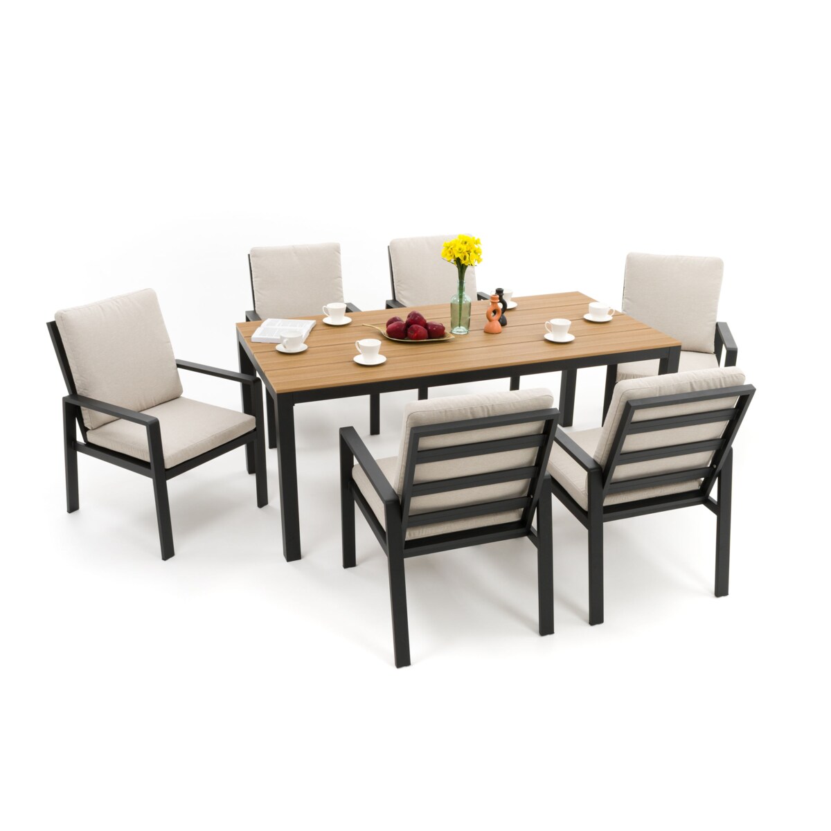 Zestaw mebli ogrodowych aluminiowe nowoczesne ATOL grafitowo beżowe