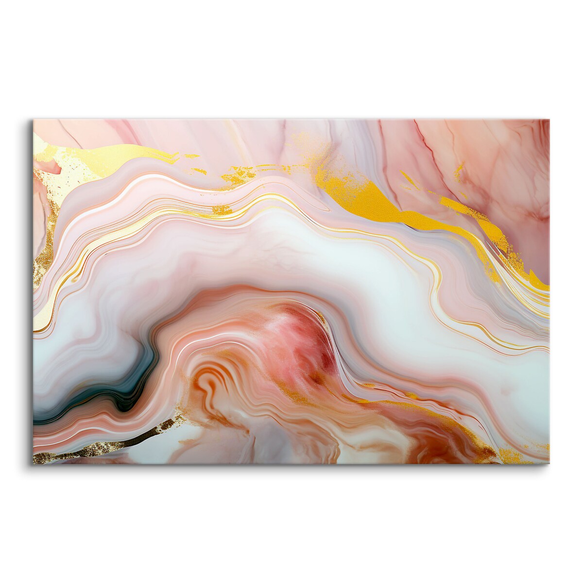 OBRAZ NA PŁÓTNIE PASTELOWY RÓŻOWY MARMUR ABSTRAKCJA STYL GLAMOUR 120x80cm