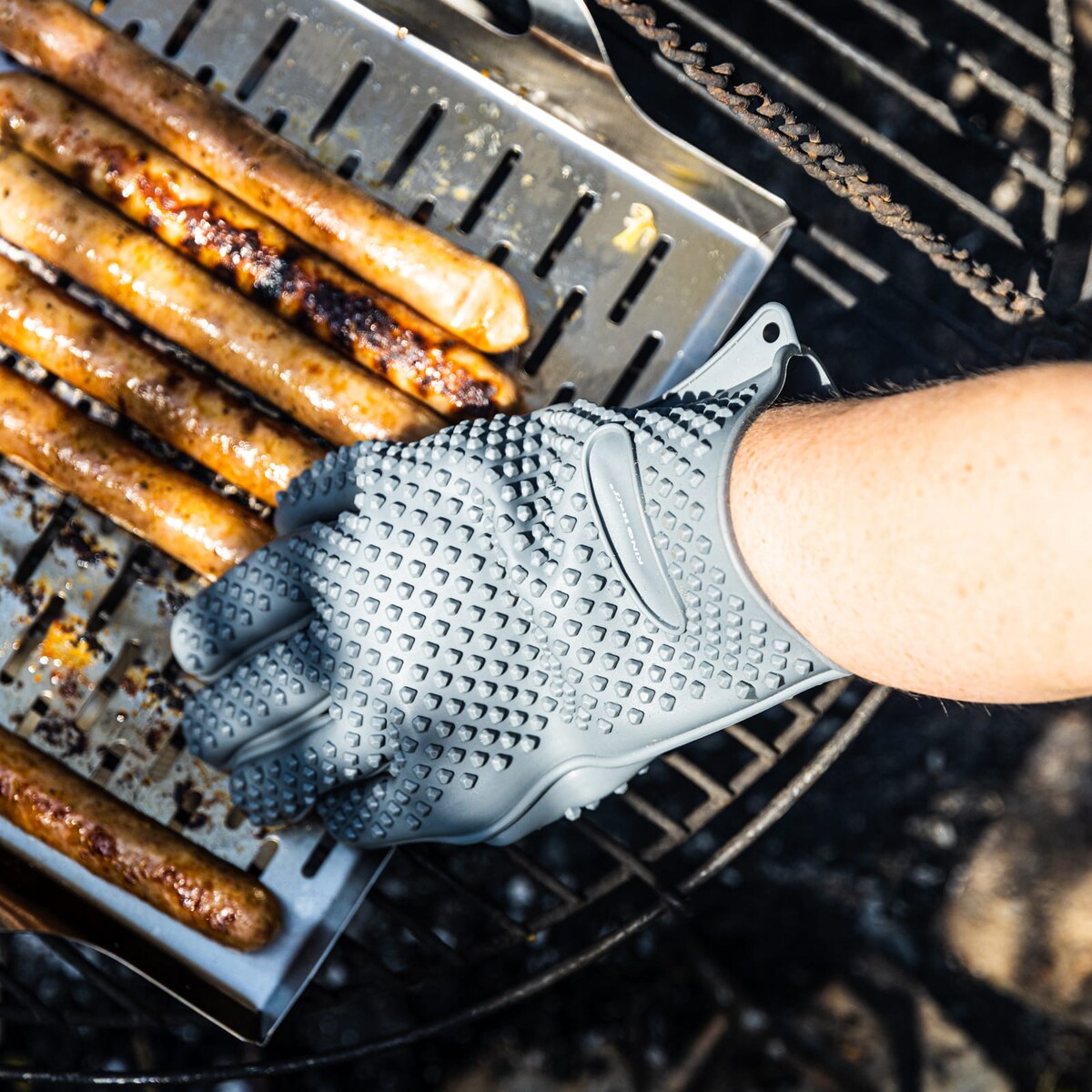 Rękawica kuchenna silikonowa szara uchwyt do gorących naczyń KINGHOFF