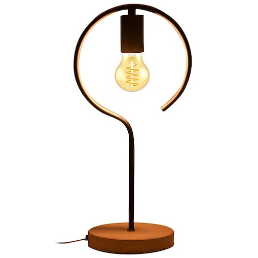 Sypialniana lampa nocna Rufin 3220 metalowy pręt czarny drewno industrial