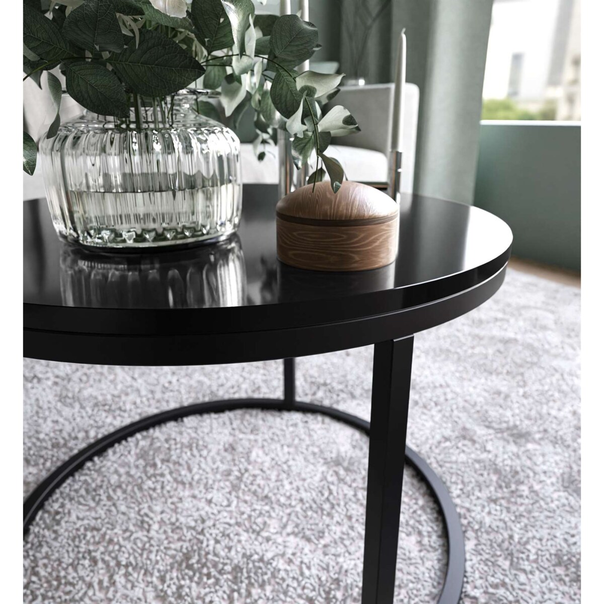 Okrągły stolik kawowy CIRI czarny połysk