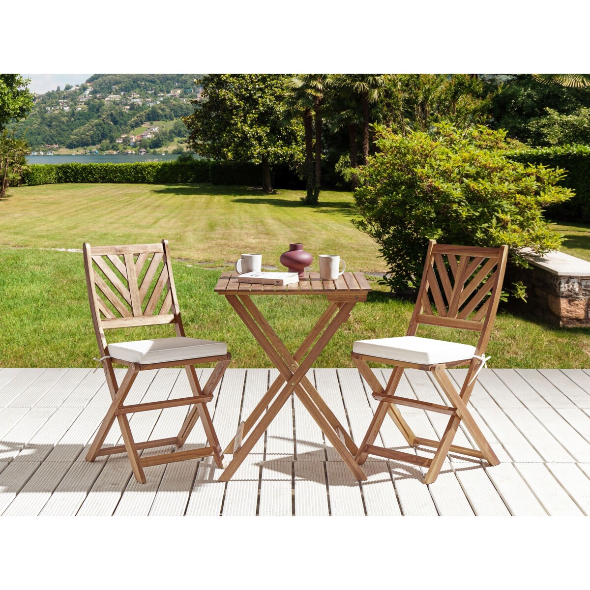 Zestaw 2 poduszek na krzesło ogrodowe TERNI 37 x 34 cm Złamana biel