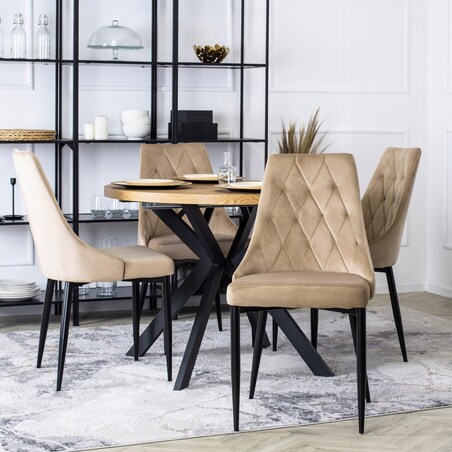 Krzesło Tapicerowane Welurowe Do Salonu Jadalni Loft Velvet Beżowe CORK