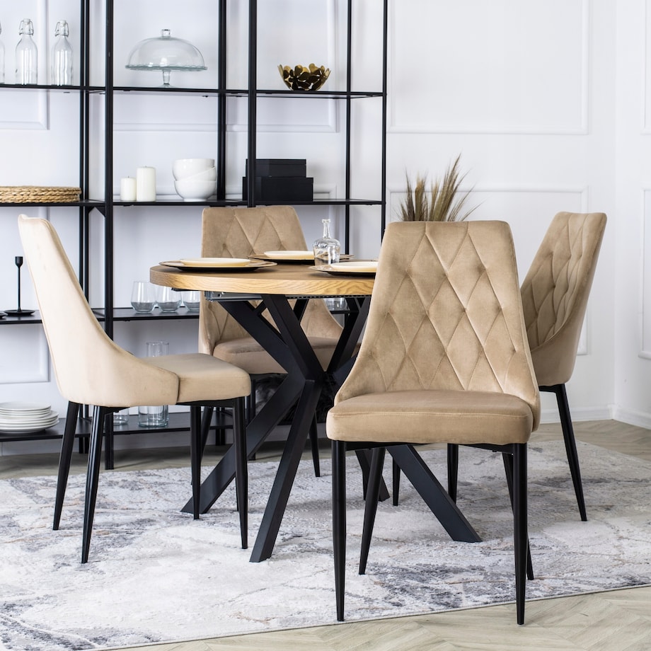 Krzesło Tapicerowane Welurowe Do Salonu Jadalni Loft Velvet Beżowe CORK