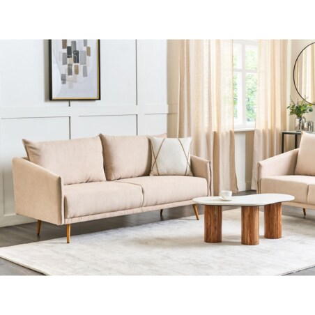 Sofa 3-osobowa welurowa beżowa MAURA