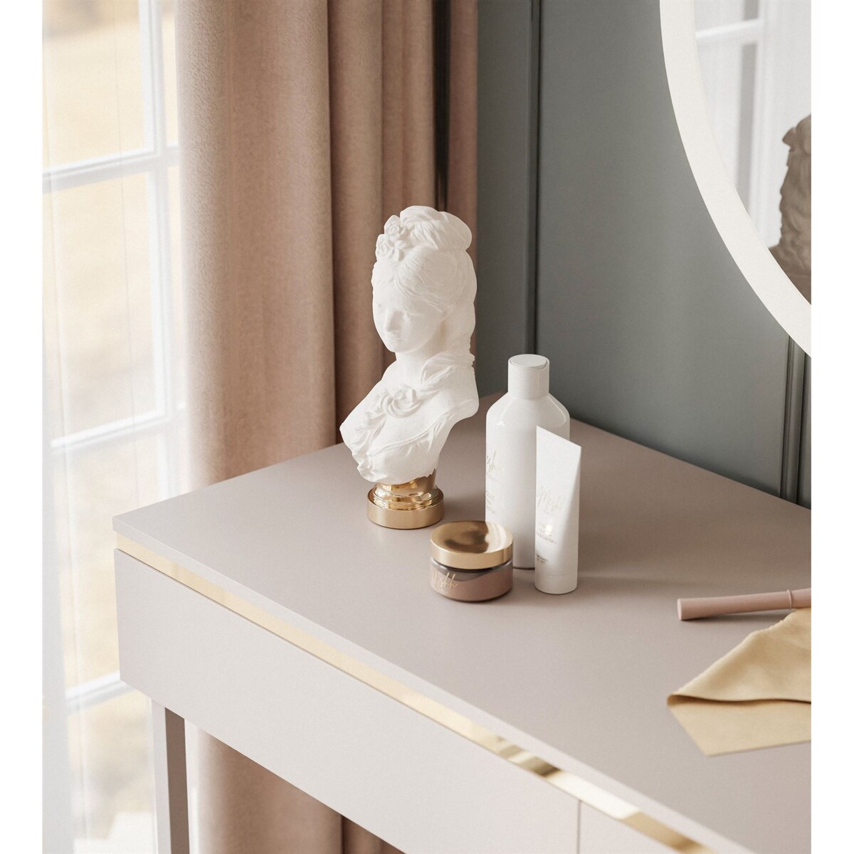 Toaletka AURORA na stelażu kaszmir z lustrem