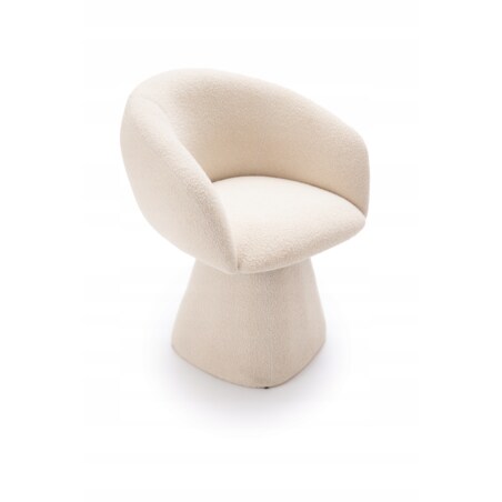 Fotel Obrotowy AUREO Krzesło do Salonu Białe BOUCLE Nowoczesny Designerski