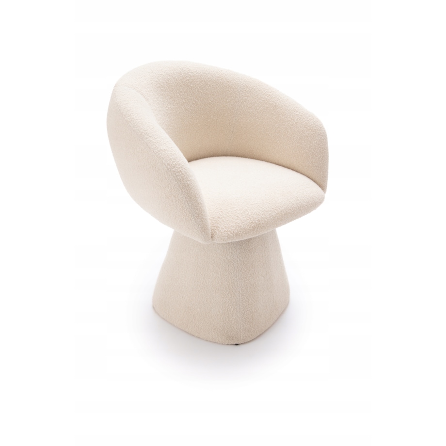 Fotel Obrotowy AUREO Krzesło do Salonu Białe BOUCLE Nowoczesny Designerski