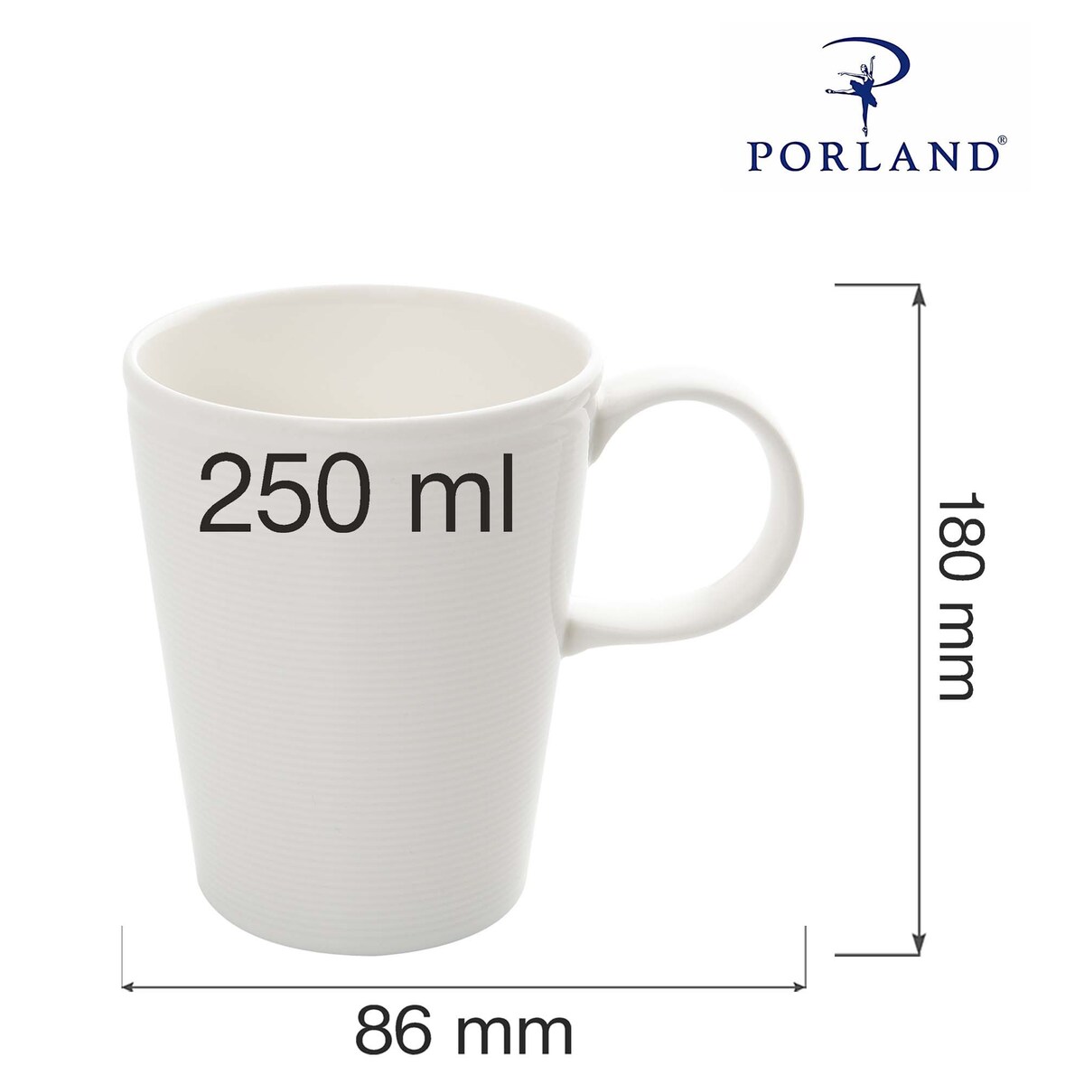 Kubek Porland Line 250 ml Kremowy, Porcelanowy