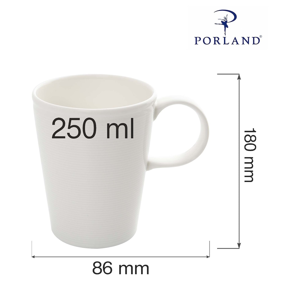 Kubek Porland Line 250 ml Kremowy, Porcelanowy