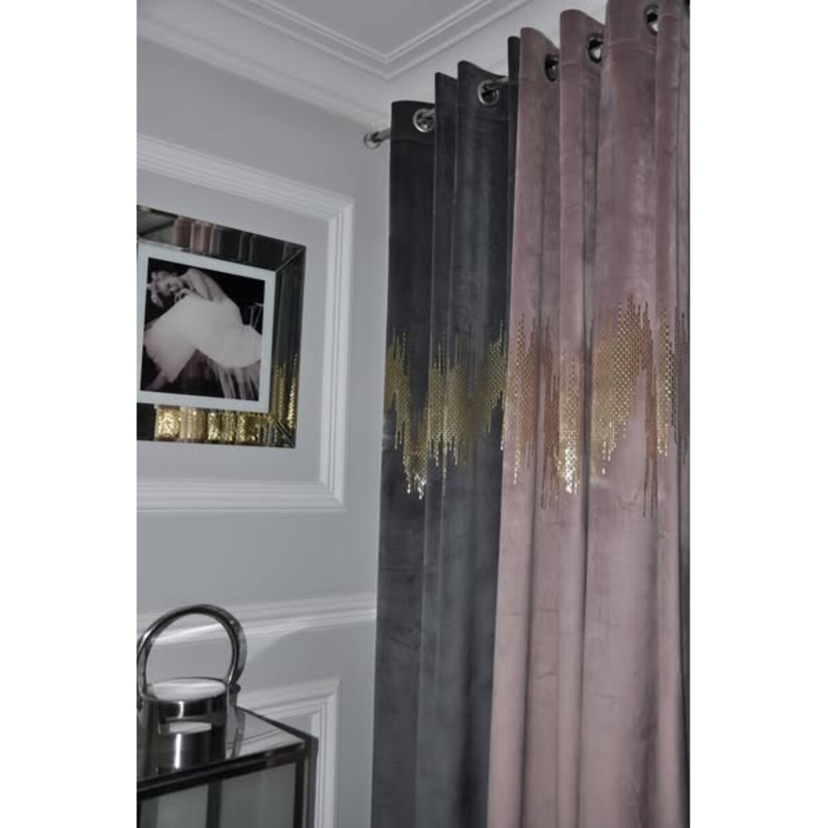 zasłona welurowa ecg gold 140x250 cm brudny różowy