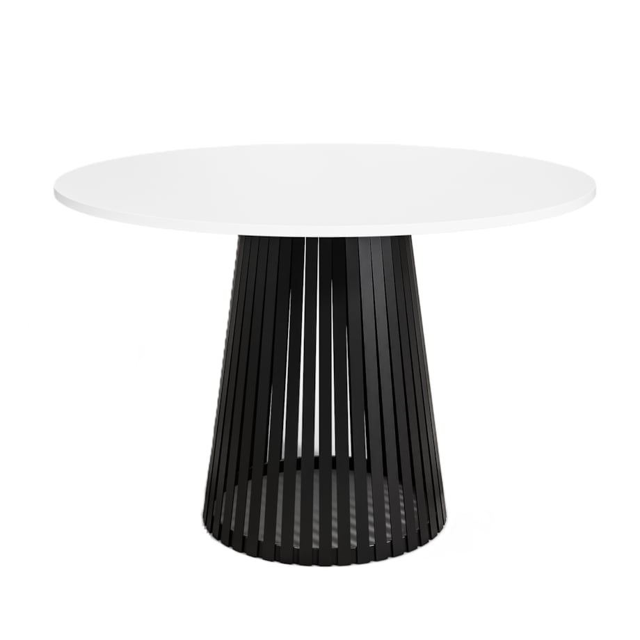 Stół okrągły VIV z lamelami do jadalni , salonu, blat 110 cm - biały