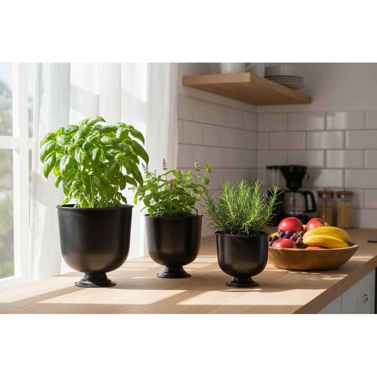 DONICZKA NA NÓŻCE KWIATY CZARNA LOFT NA BALKON TARAS BONSAI OSŁONKA 3 SZT.