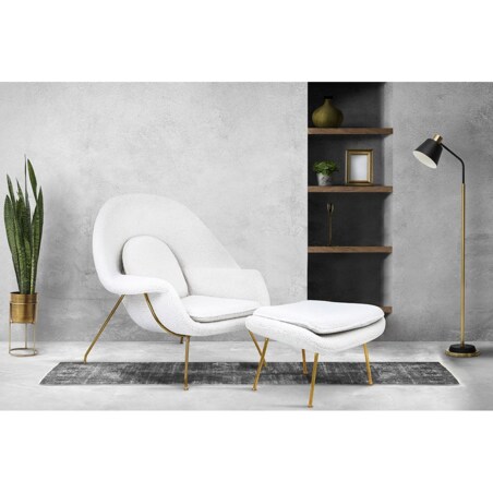 Fotel z wełny COZY JH-C06.GREY.4 z podnóżkiem szary, King Home