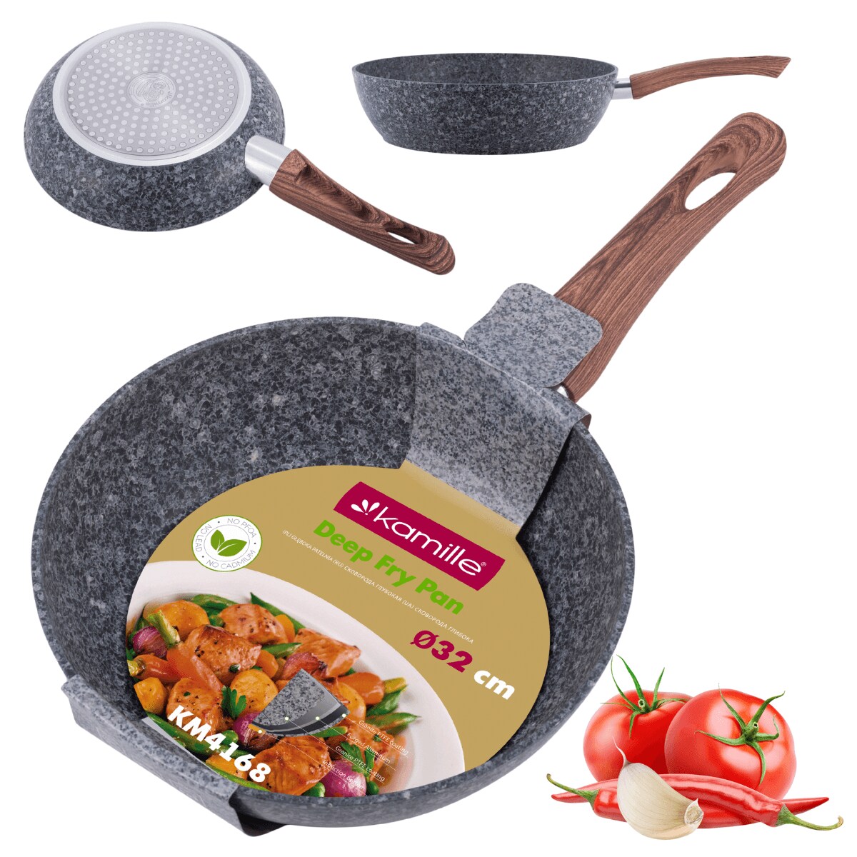 Patelnia granitowa głęboka wok 32cm indukcja KAMILLE