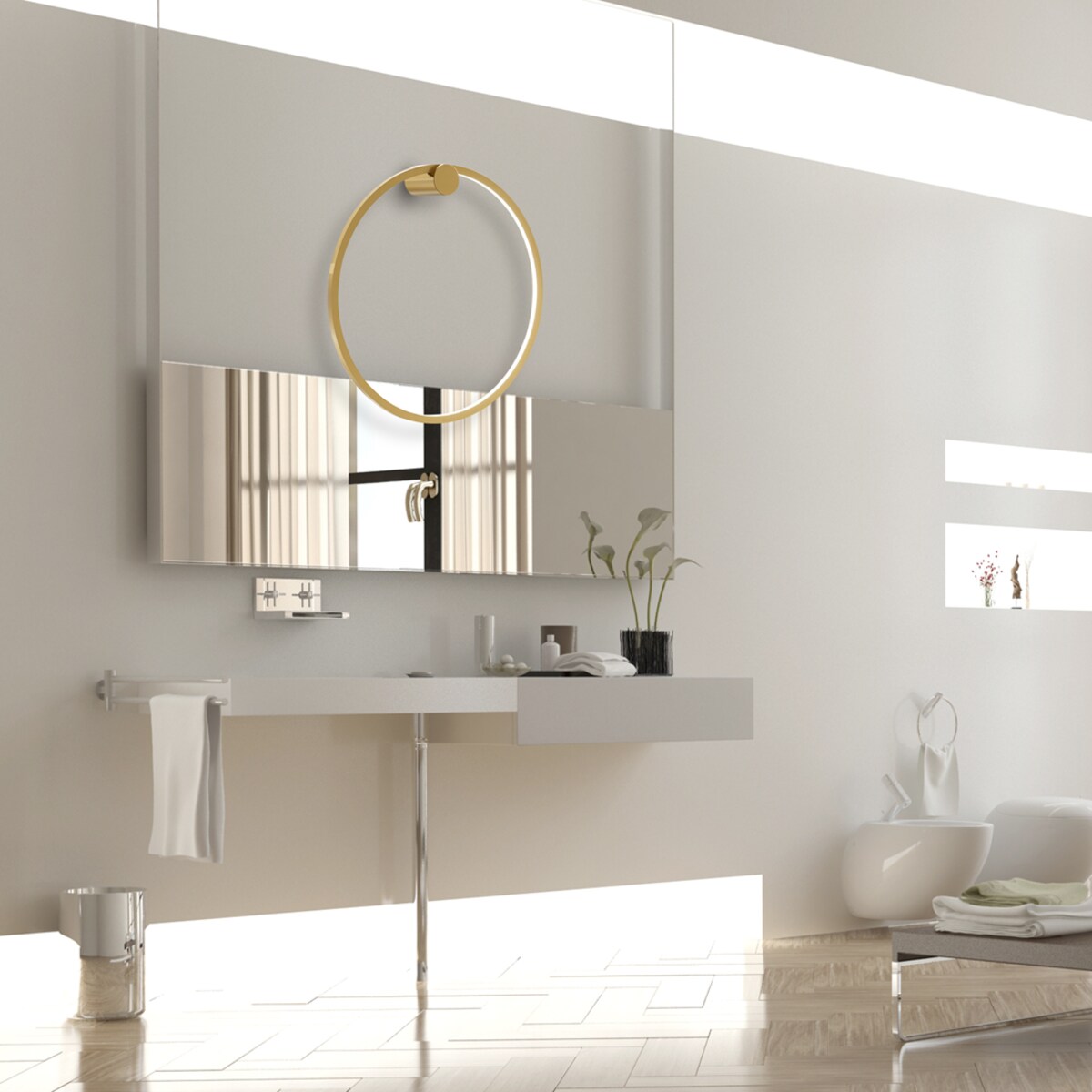 Okrągły kinkiet ścienny Saturno ML8851 Milagro LED 25W 4000K ring IP44 złoty