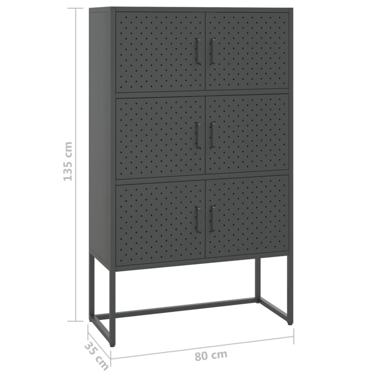 vidaXL Szafka, antracytowa, 80x35x135 cm, stal