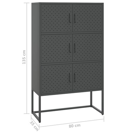 vidaXL Szafka, antracytowa, 80x35x135 cm, stal