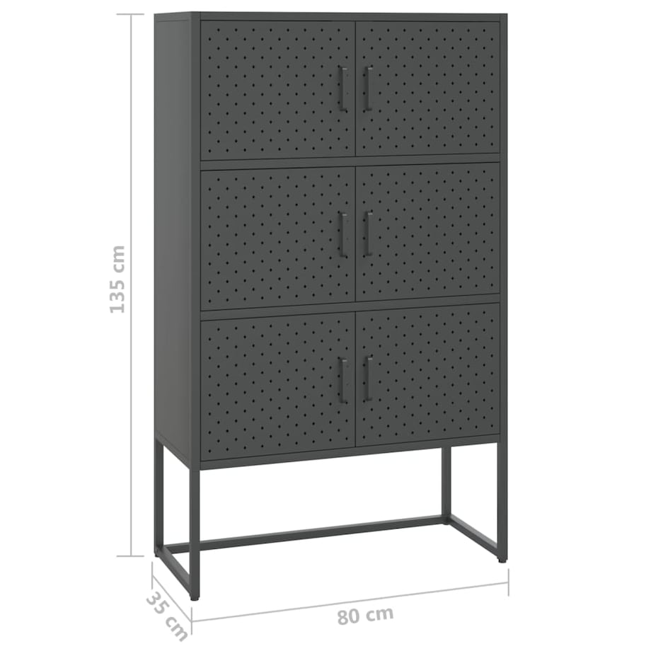 vidaXL Szafka, antracytowa, 80x35x135 cm, stal