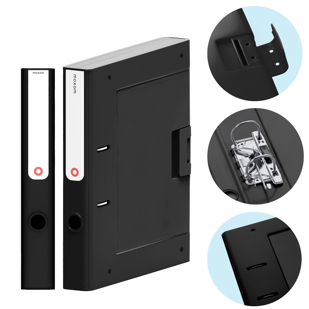 Segregator A4 Na Dokumenty Stojący 5 Cm Wąski Plastikowy Nowoczesny Czarny