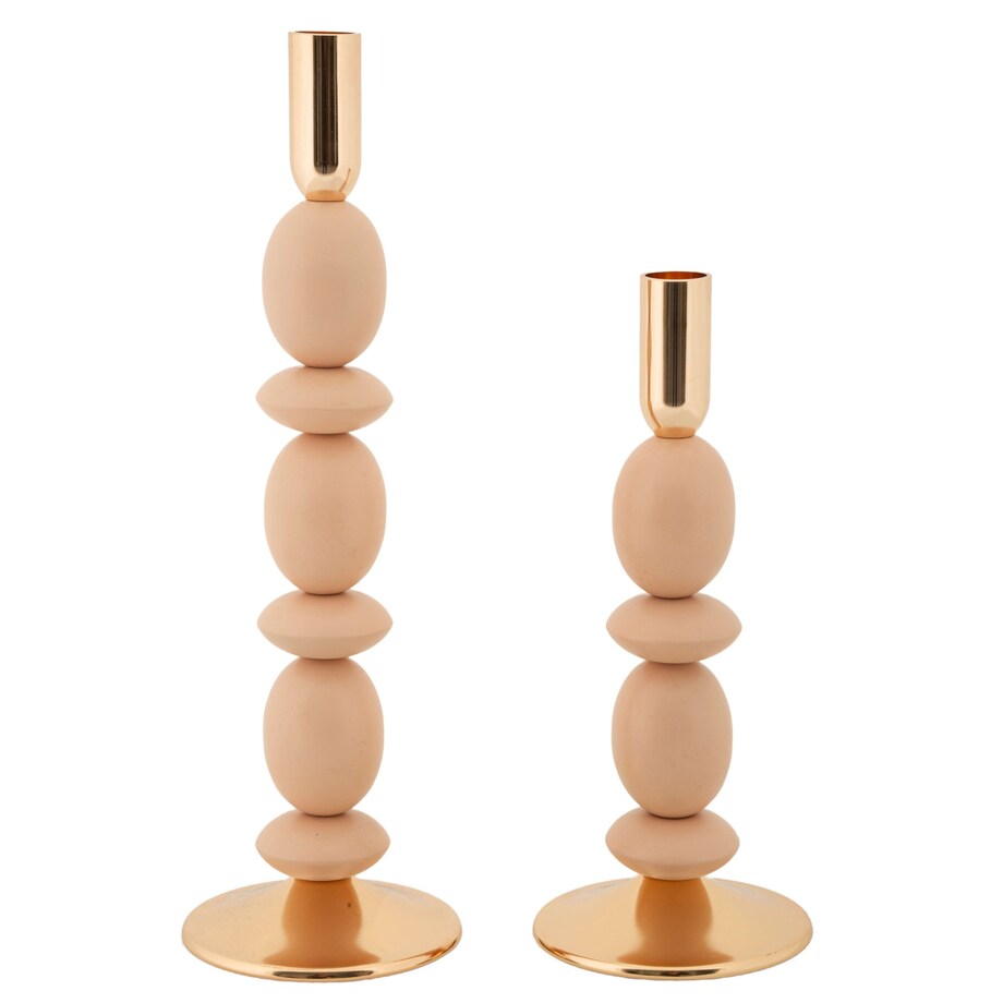 Świeczniki metalowe 2 szt. 33,5/25x10 cm CALLARIS różowy