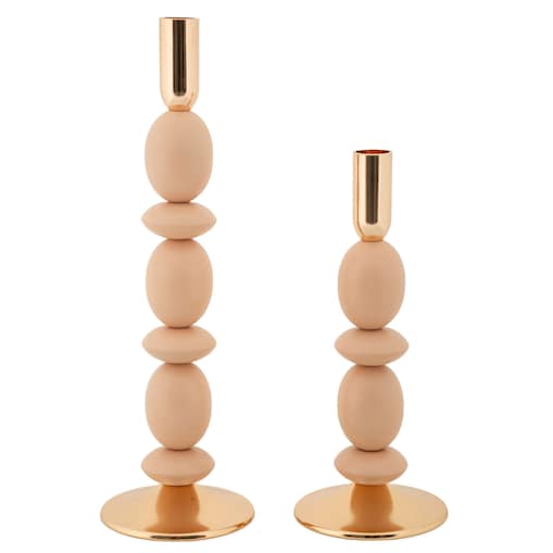 Świeczniki metalowe 2 szt. 33,5/25x10 cm CALLARIS różowy