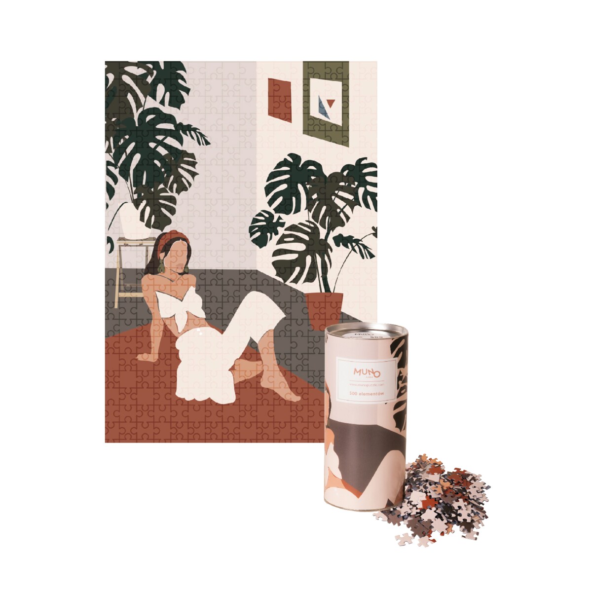 Muno Puzzle "Monstera Girl" Puzzle 500 el. w ozdobnej tubie