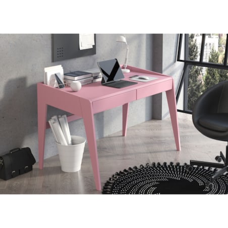 Drewniane bukowe biurko / toaletka z szufladami Visby LISA / kolor pudrowy róż