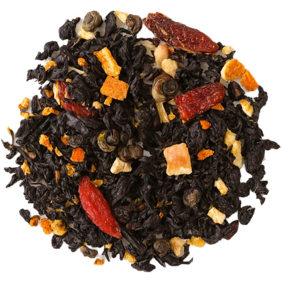 Herbata czarna ŹRÓDŁO MŁODOŚCI owoce goji papaja skórka pomarańczy 150g - herbata liściasta sypana mieszanka napar susz