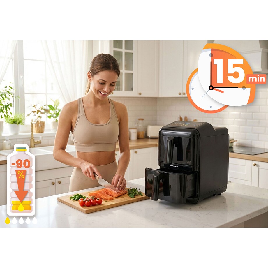 Frytkownica beztłuszczowa Berdsen BD-663 dwukomorowa 11,6L pionowa Air Fryer 3000W