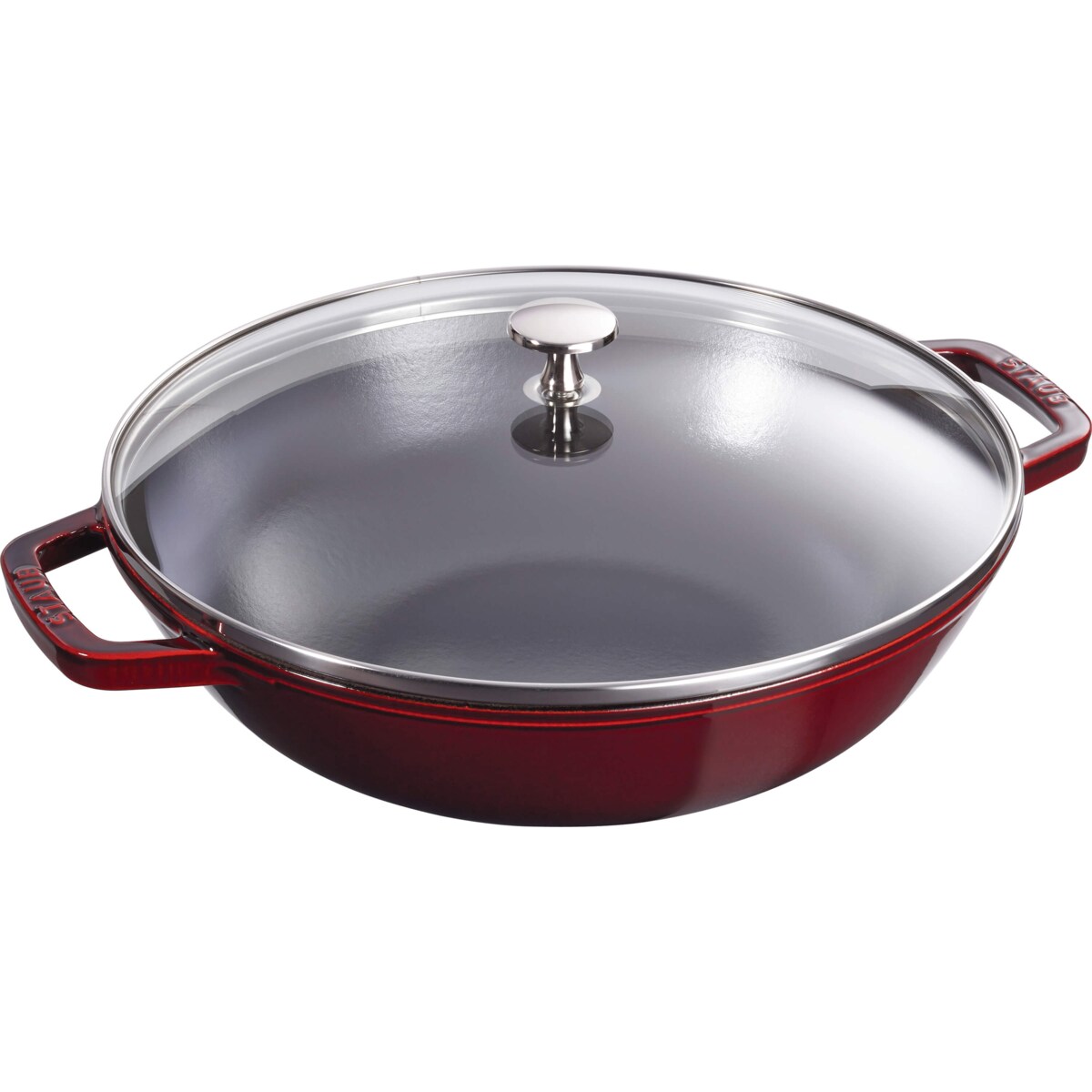 Wok żeliwny z pokrywką Staub - 30 cm, Grenadynowy