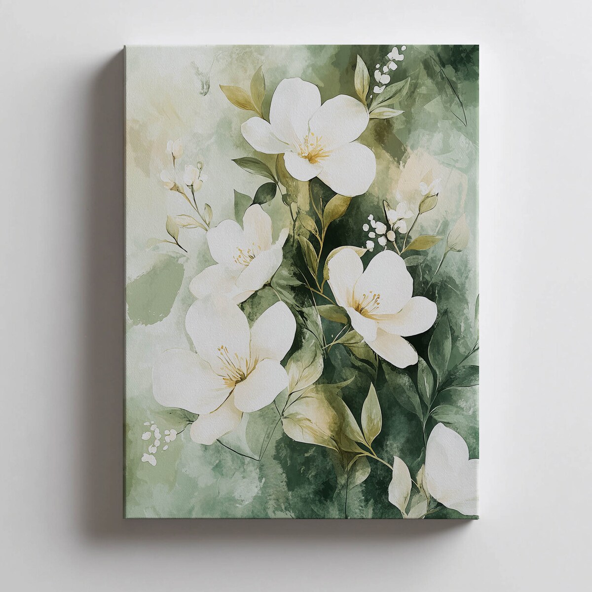 Kwiatowy Bukiet na Zielonym Tle, 40x50 cm, bez ramy, płótno premium na blejtramie