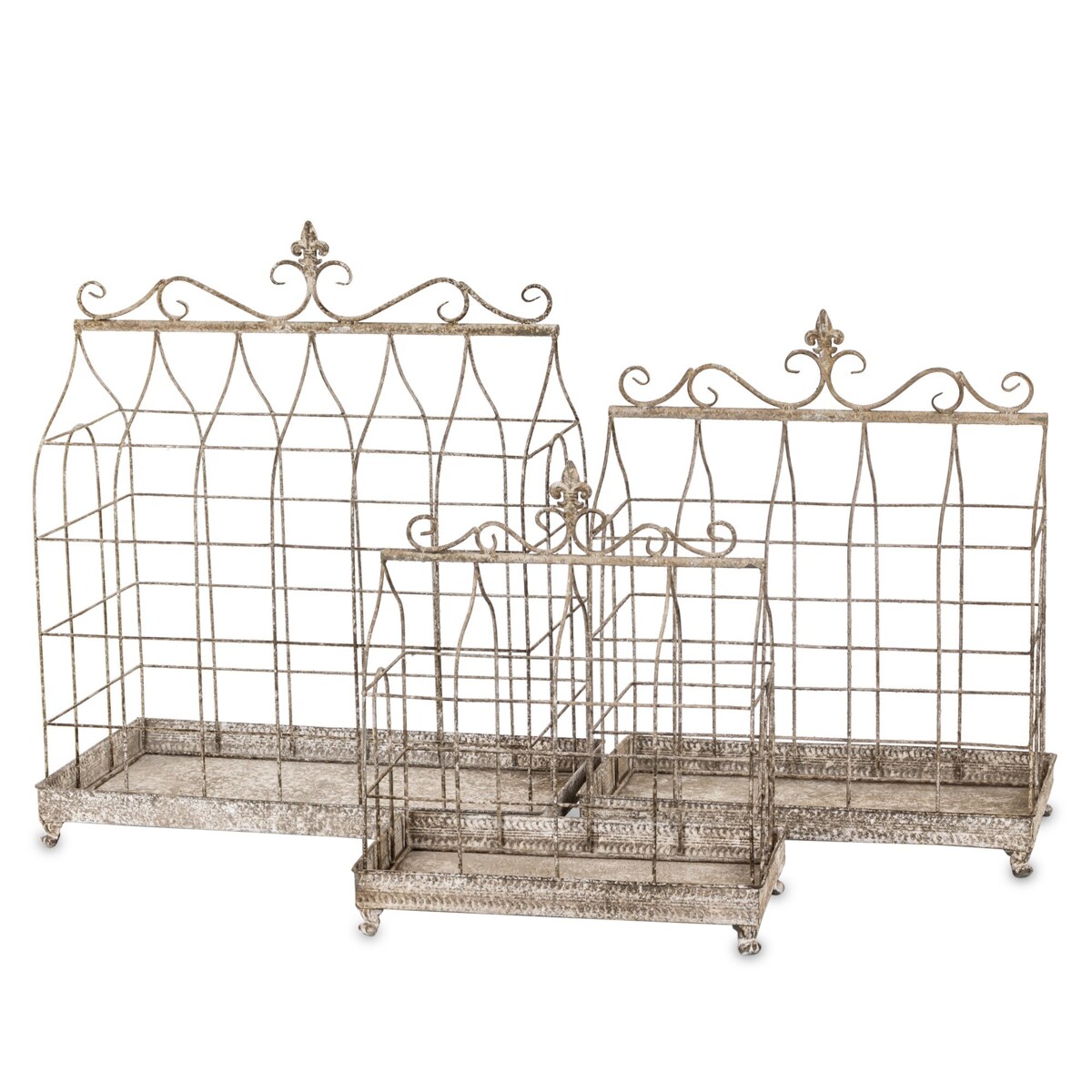 Klatki dekoracyjne metalowe 3 sztuki 69x58x31,5 i 59x50x27 i 48x41x21,5 cm BURE