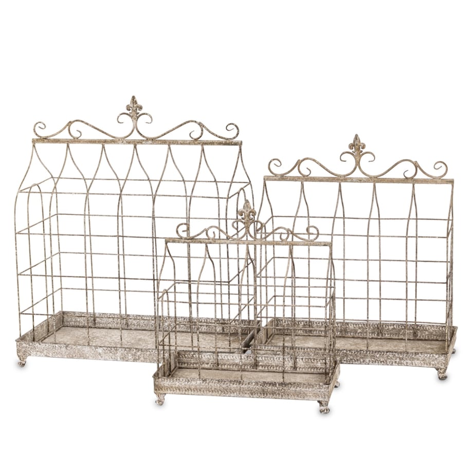 Klatki dekoracyjne metalowe 3 sztuki 69x58x31,5 i 59x50x27 i 48x41x21,5 cm BURE