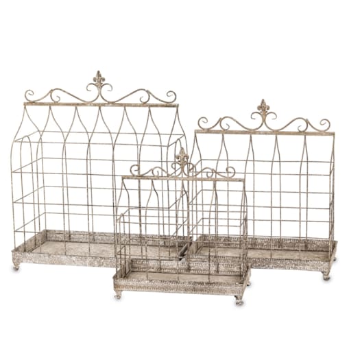 Klatki dekoracyjne metalowe 3 sztuki 69x58x31,5 i 59x50x27 i 48x41x21,5 cm BURE