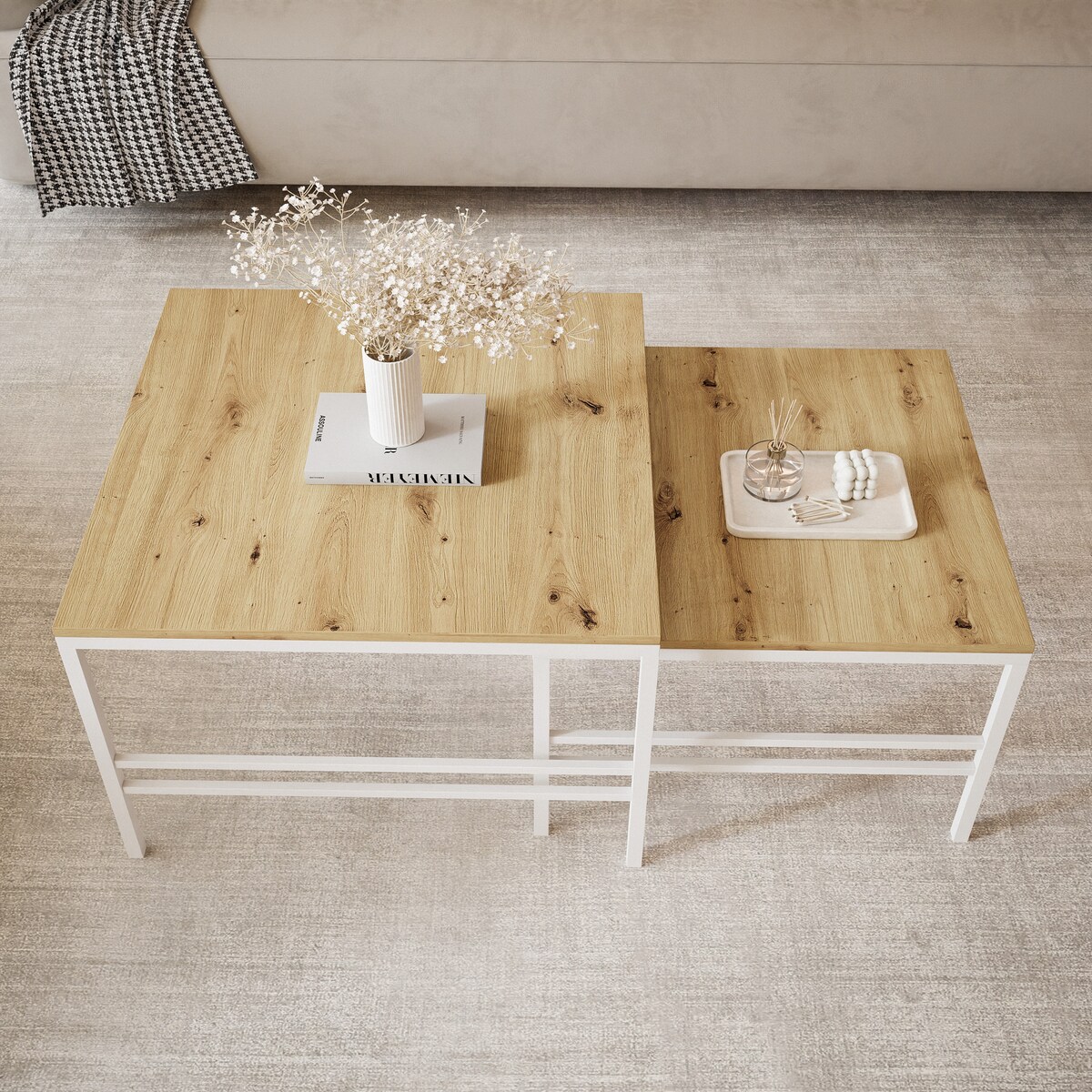 Stolik kawowy 2w1 FORMA dąb artisan/biały