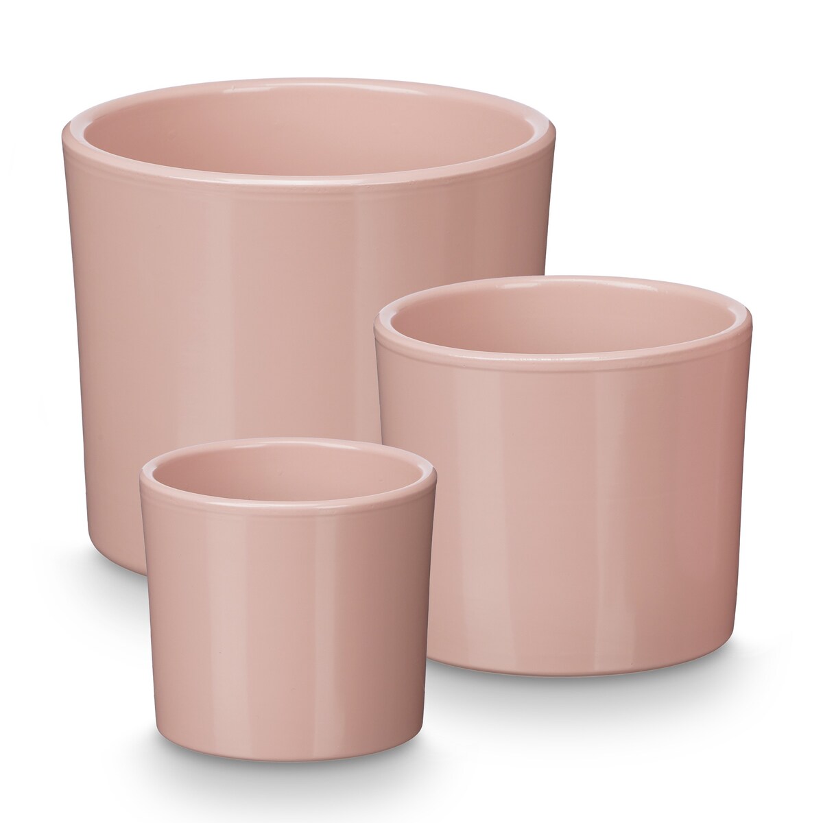 Zestaw 3 doniczek ceramicznych Ø14, 17, 22 cm VASOS różowe