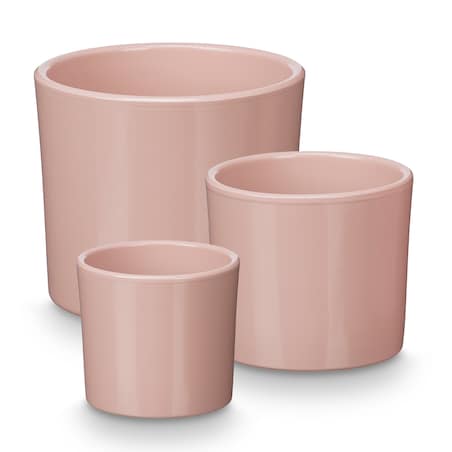 Zestaw 3 doniczek ceramicznych Ø14, 17, 22 cm VASOS różowe
