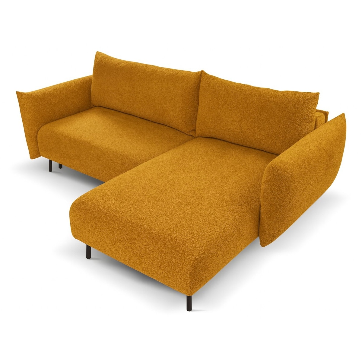 Narożnik DELI z funkcją spania na nóżkach, prawostronny, pomarańczowy