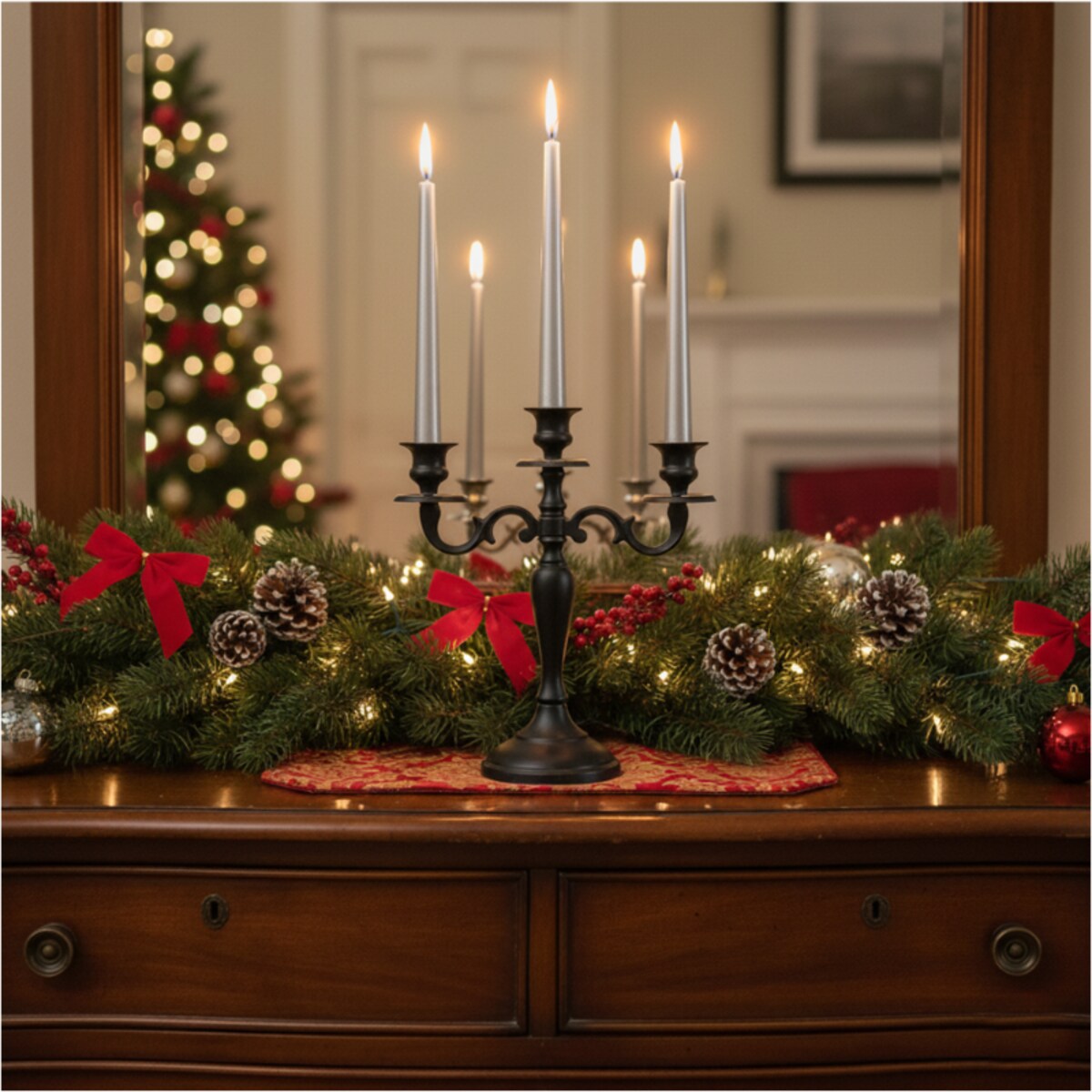 Świeca Boże Narodzenie Prosta Do Kolacji Wigilijnej 4 Szt. Srebrna